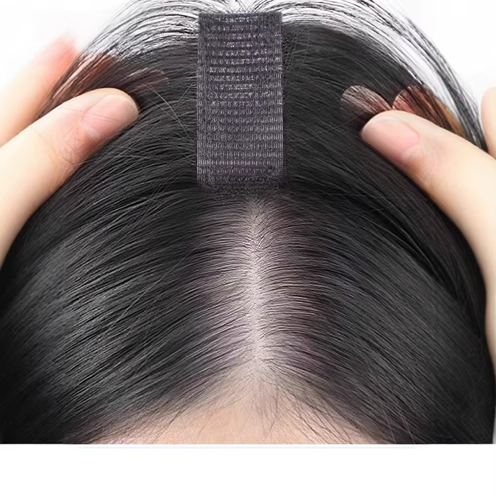 No Clip Toppers frange de cheveux humains amélioré pâte magique Toppers de cheveux frange pour les f