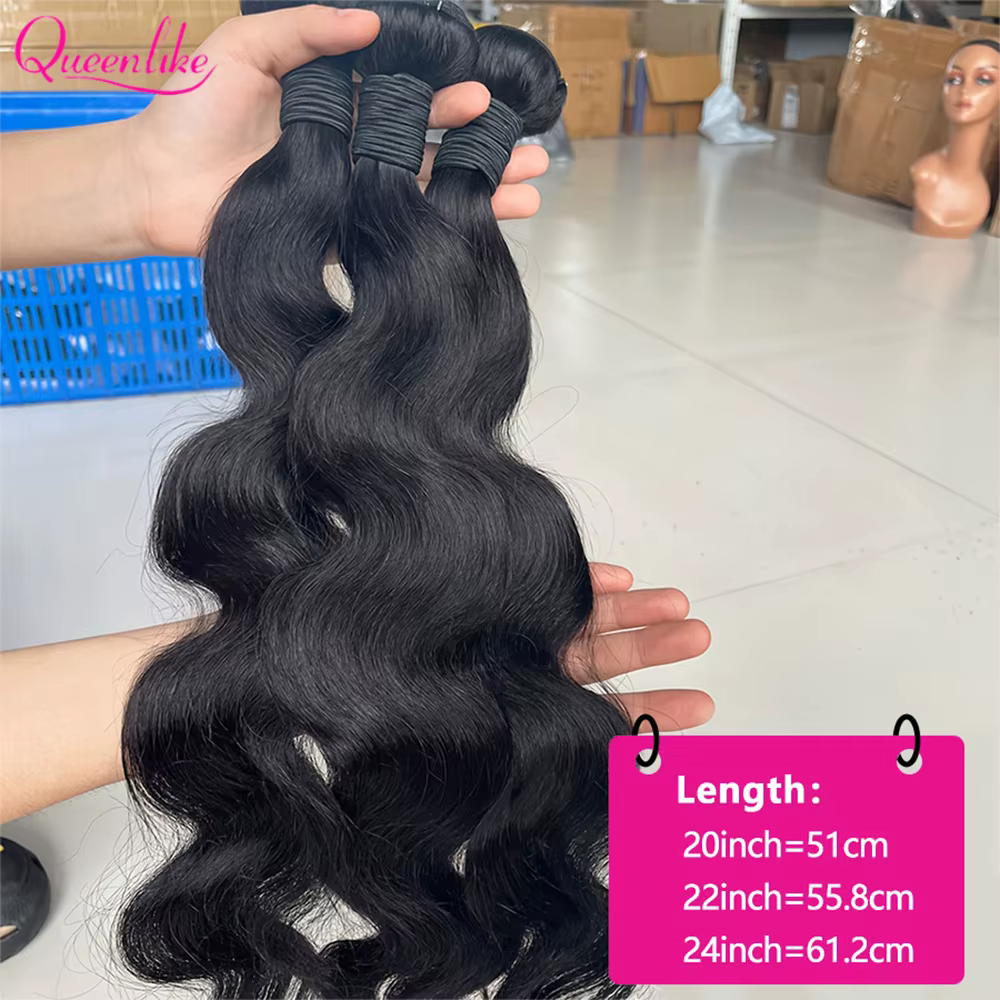 Queenlike 24 24 24 pouces corps vague paquets cheveux humains 12A brésilien cheveux bruts armure fai