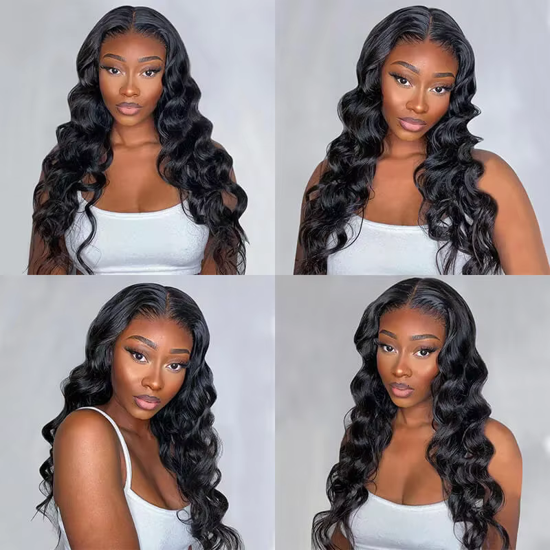 Perruque Body Wave 5x5 6x4 sans colle avec fermeture en dentelle, prête à porter, pré-coupée, en che