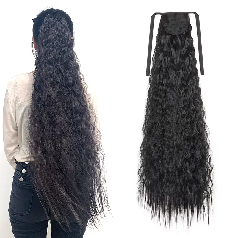 WIGSIN 32 pouces synthétique longue crépus bouclés queue de cheval cordon pince en queue de cheval n