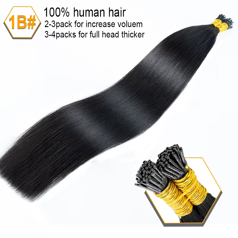 Extensions de cheveux droites I Tip Extensions de cheveux naturels de Fusion humaine réelle 50 pièce