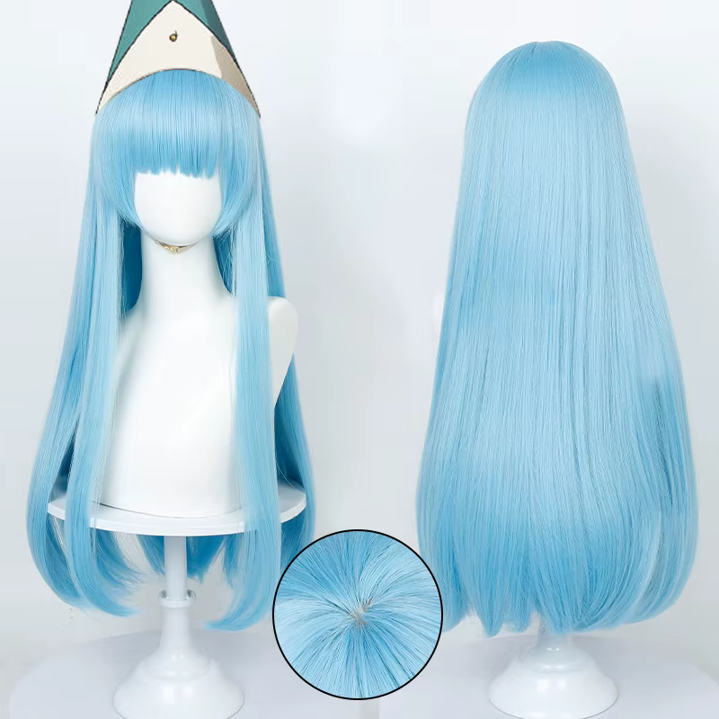 Richeh – perruque de Cosplay pour femmes, chapeau de sorcière, Atelier Role Play, cheveux bleus en f