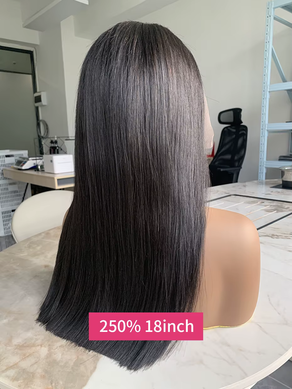 Cheveux bruts vietnamiens 250 densité 100 cheveux humains dentelle frontale perruques droite naturel