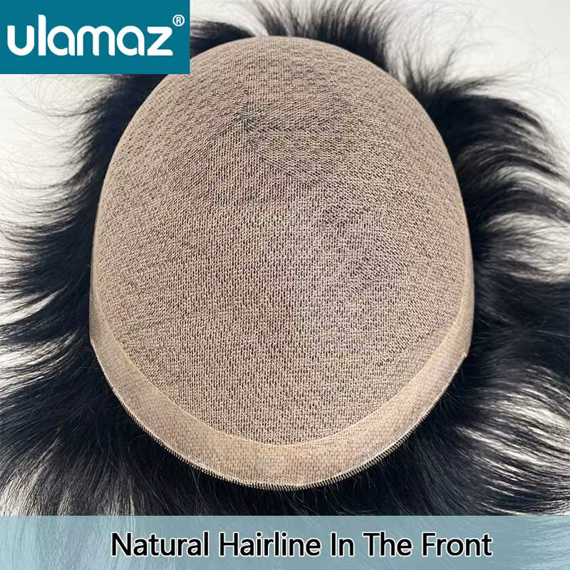 Base en soie partout pour hommes perruque sans noeud Realsitc toupet perruque hommes postiche nature
