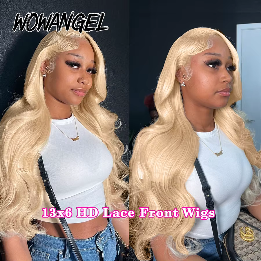 Wow Angel-Perruque Body Wave Blonde, Perruques Lace Front, 13x6, 13x4 HD, Frmetals Human Hair, Melt