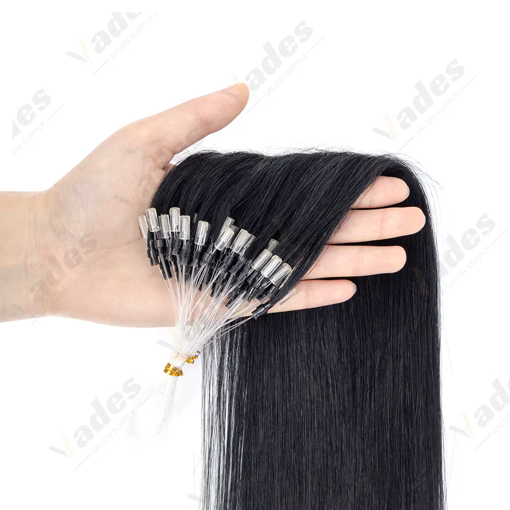 Extensions de cheveux humains Remy, système Micro Loop, lisses, adaptées aux femmes, liaison confort