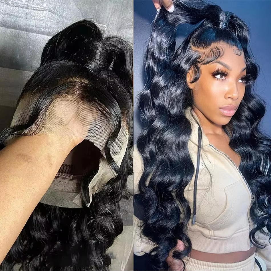 Perruques en cheveux humains ondulés 30-40 pouces, avec dentelle complète 360, perruque frontale HD