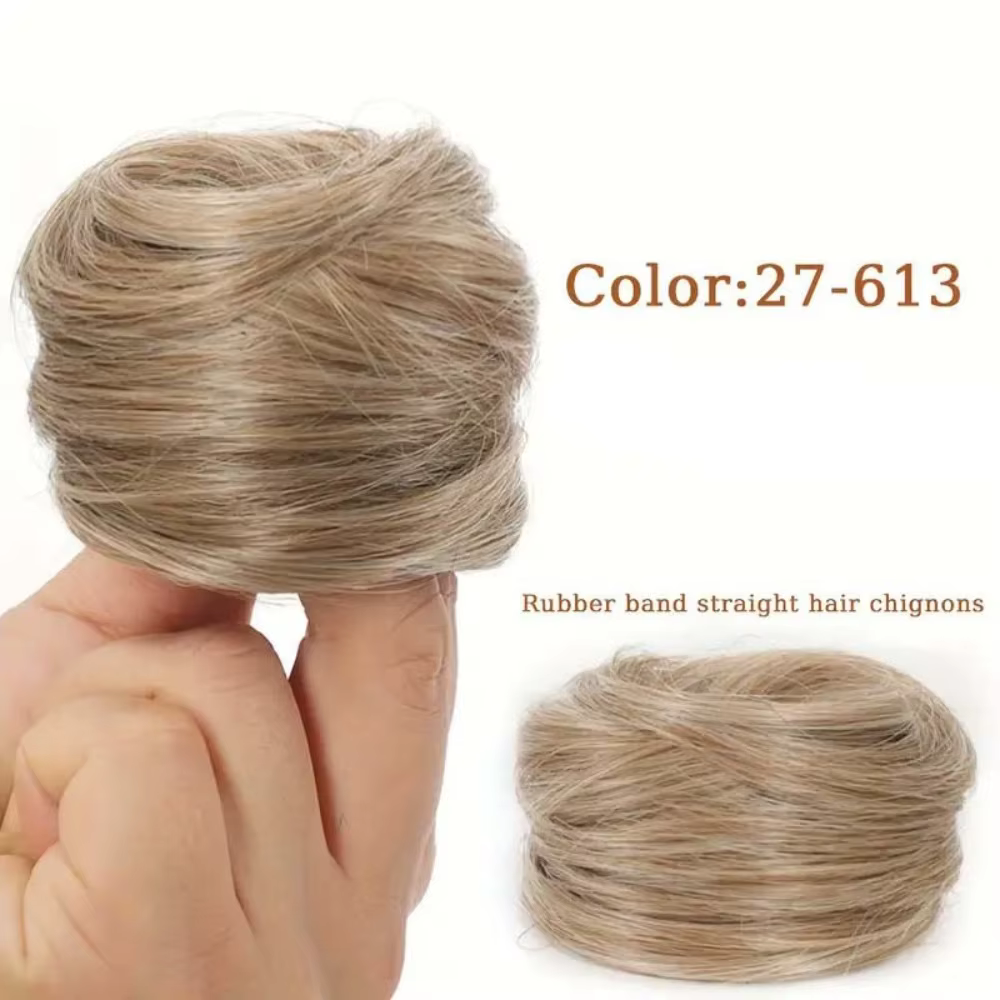 Chignon synthétique élégant et désordre, postiche élastique en caoutchouc, accessoires de cheveux mi