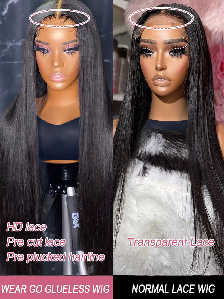 Perruque Lace Closure Wig sans colle naturelle, cheveux humains, pre-plucked, closure 7x5, 13x4, nai