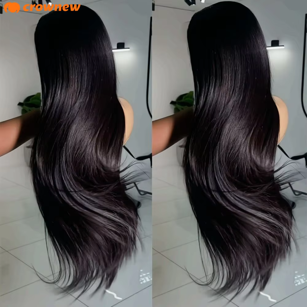 Perruques sans colle de 34 pouces, cheveux humains, perruque frontale en dentelle HD 13x4, perruques