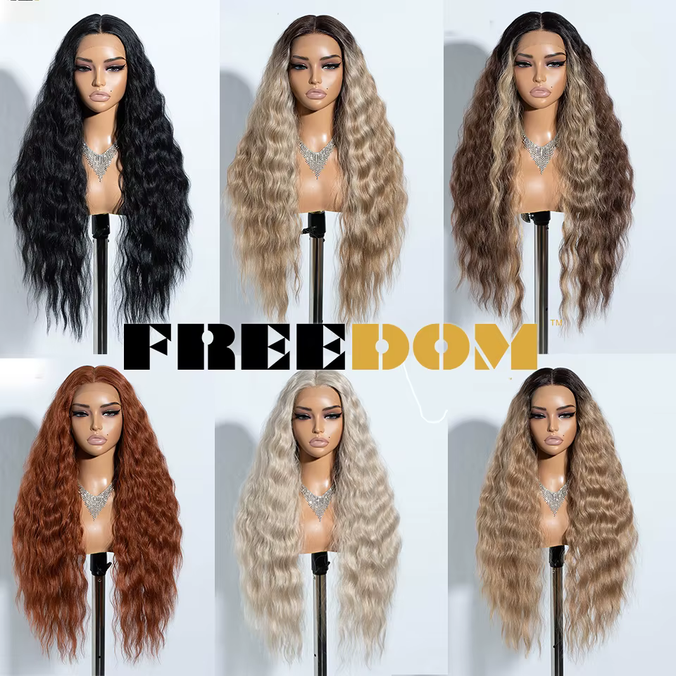 FREEDOM – perruque Lace Front Wig synthétique ondulée longue et profonde, perruque Lace Wig blonde o