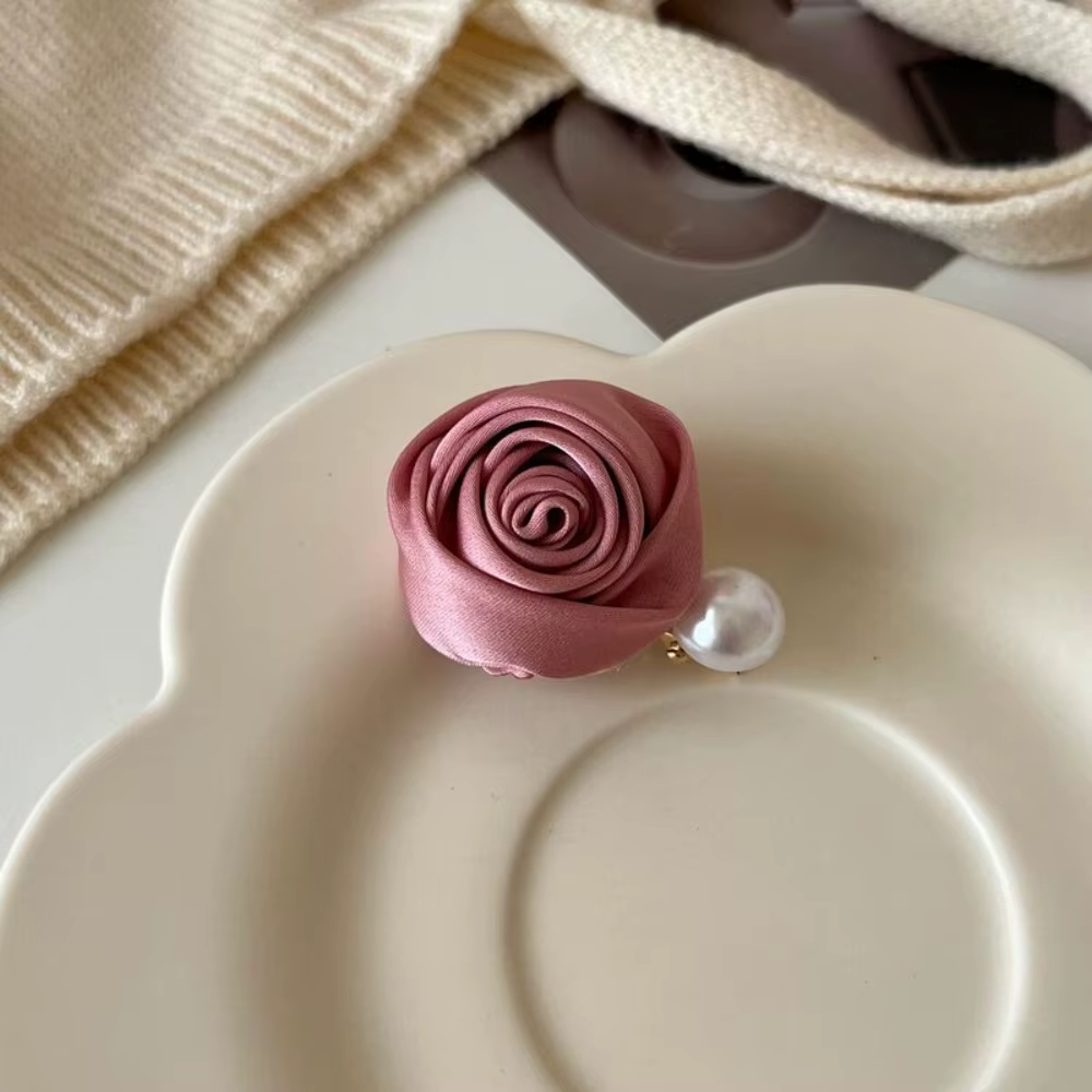 Pince à Cheveux en Satin Rose Perle, Forme de Chimtrash, réinitialisation Latéral, Accessoires pour