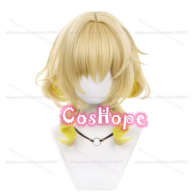 Hbackpack Aglaea-Perruque Cosplay Synthétique Courte Bouclée, Dégradé localité Clair Jaune, Perruque