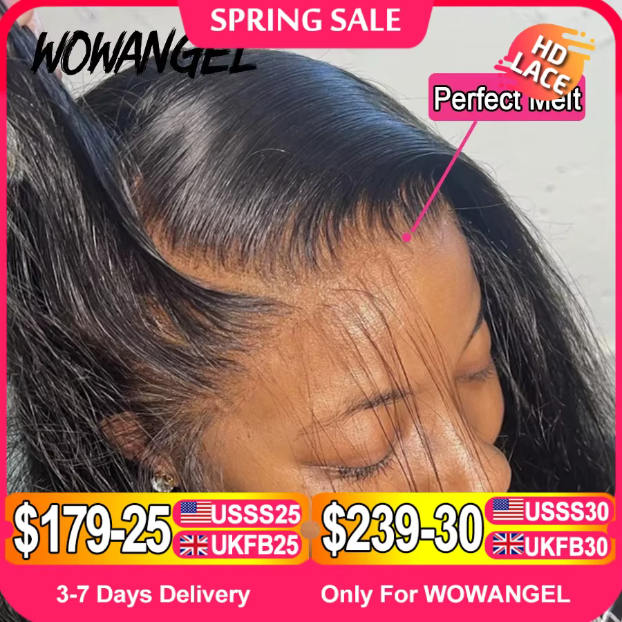 WOWANGEL HD dentelle frontale perruques 13x4 dentelle frontale perruque de cheveux humains peaux fon