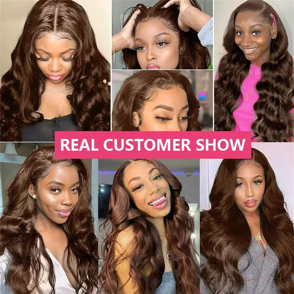 Perruque Lace Front HD 13x6 en cheveux humains, 30 pouces, Perruque Lace Frontal 13x4, couleur marro