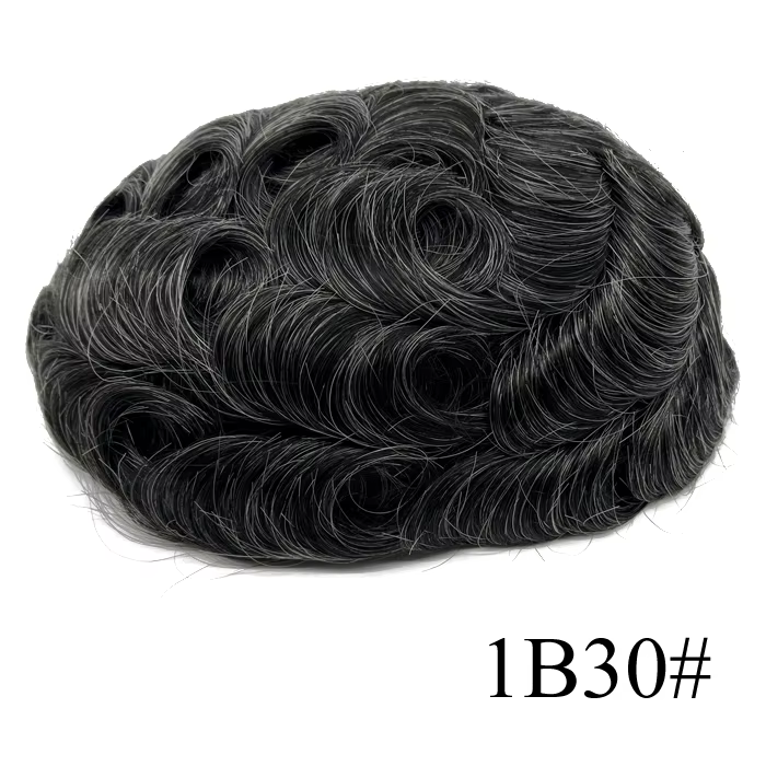 Bio-men toupet Invisible homme système de remplacement unité mâle prothèse de cheveux 100% naturel p