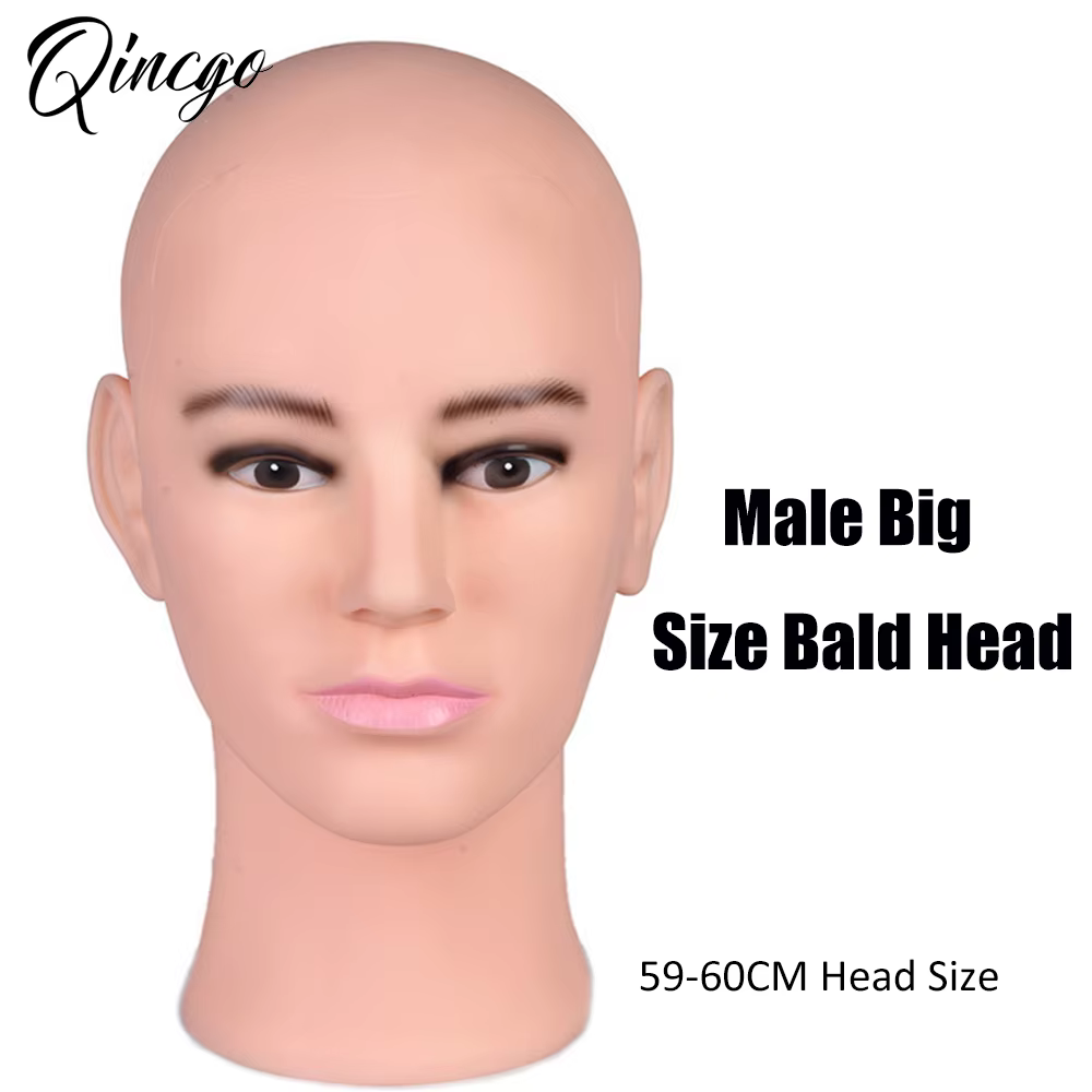 Tête de Mannequin Homme Chauve, Taille de Tête de 60cm, Modèle d'Affichage de Cosmétologie Professio