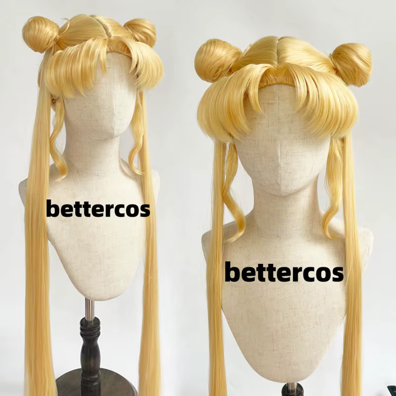 Serena Tsukino Usagi Cosplay perruque Annie 130 cm blond argent Double longue queue de cheval résist