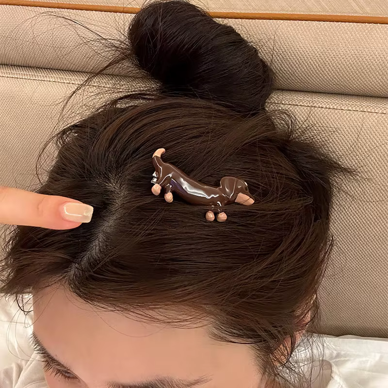 Pince à cheveux fantaisie en forme de chien mignon, pince latérale pour frange, accessoires de maqui