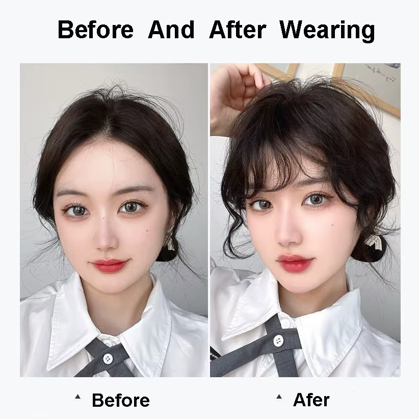 Sunslymei faux synthétique bouclés Air frange Clip-In Extension de cheveux frange faux postiche émou