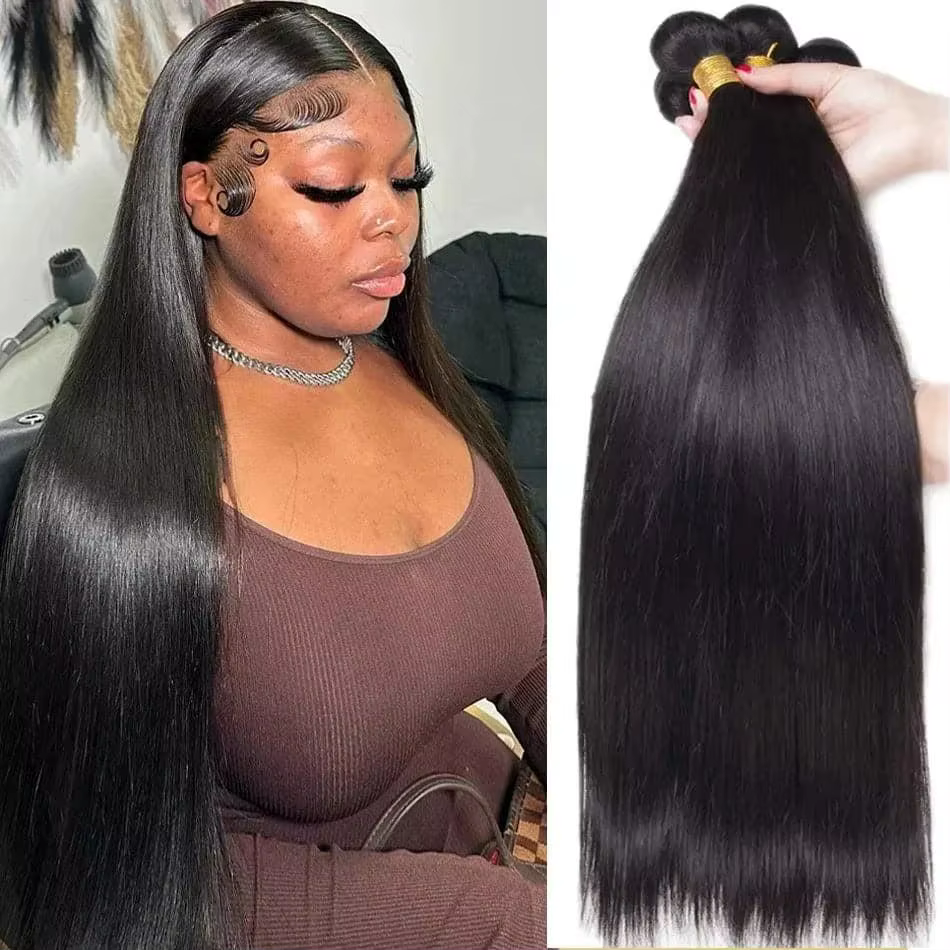 Extensions de cheveux humains brésiliens lisses non traités, couleur naturelle, cheveux Remy vierges