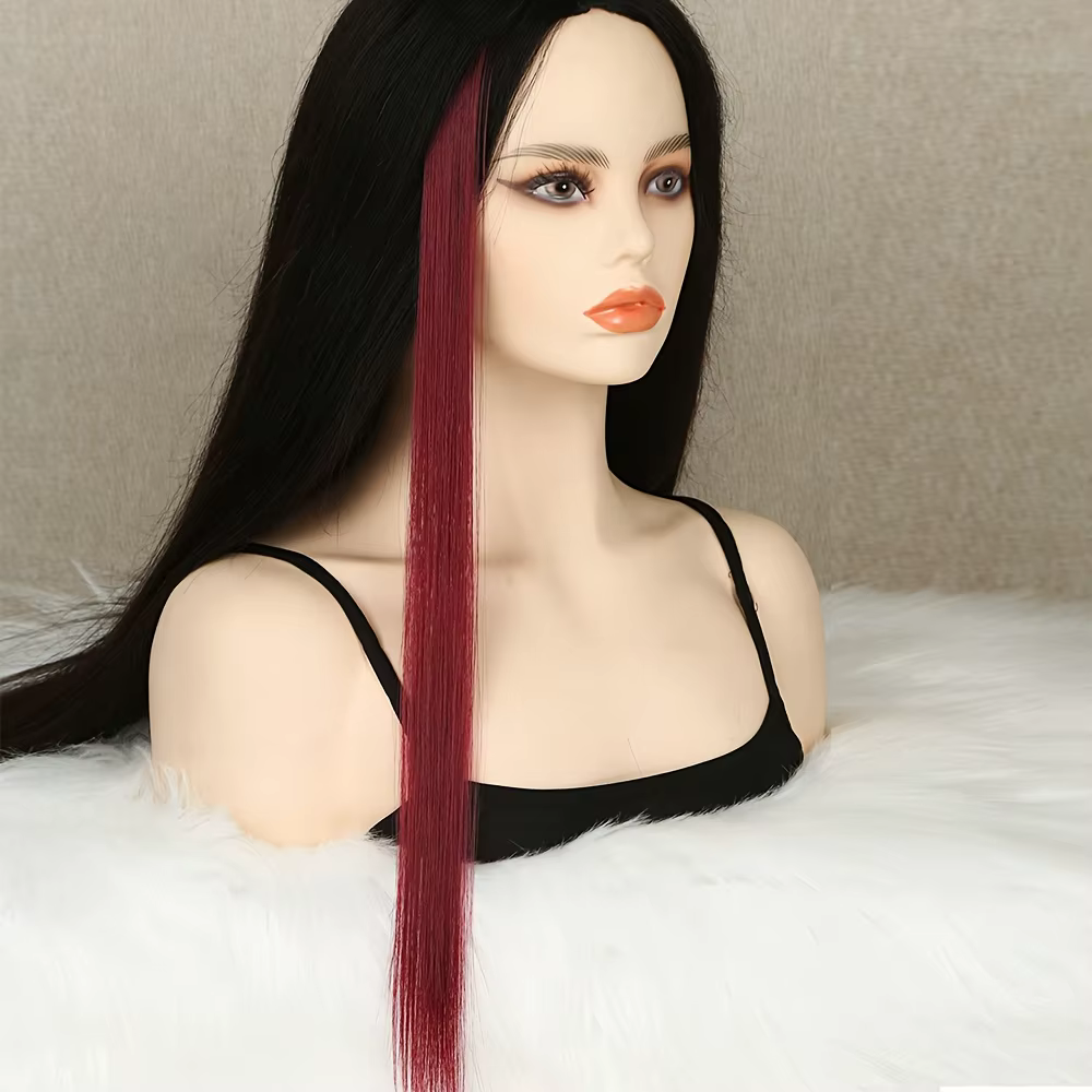 5 pièces/ensemble cheveux longs raides dans les Extensions pince synthétique dans les Extensions de
