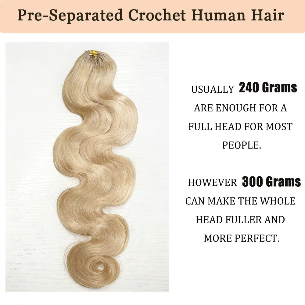 Extensions de cheveux humains Body Wave 613 couleur blond miel, tresses au crochet sans nœuds pré-sé