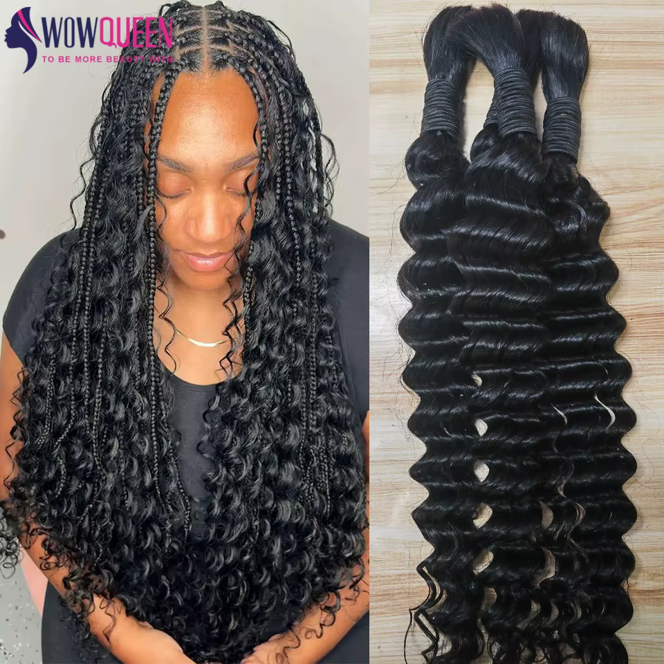 Deep Wave Cheveux Humain En Vrac Pour Tissage Bouclé Cheveux Humain Tresse Meches Boho Brésilien 100