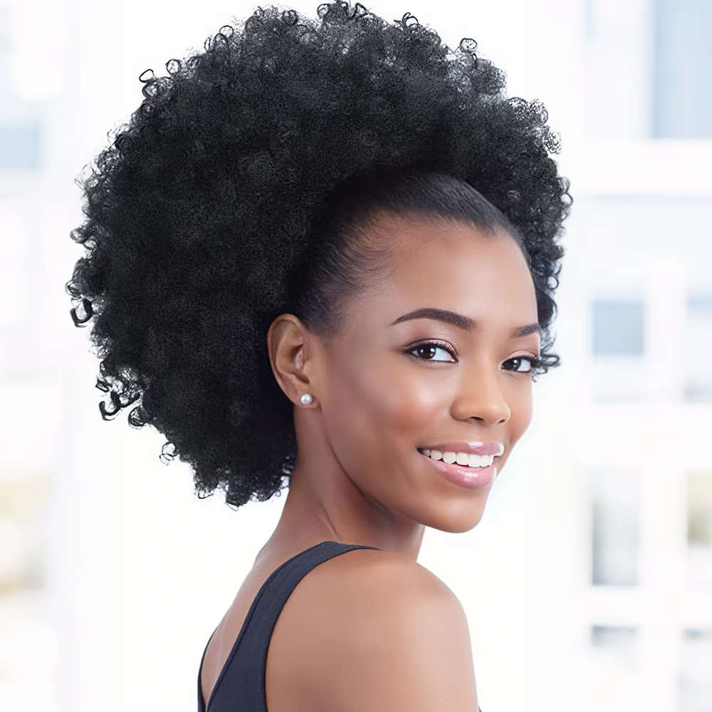 1PC femmes 10 pouces Afro crépus bouclés synthétique queue de cheval Extension avec cordon Style de