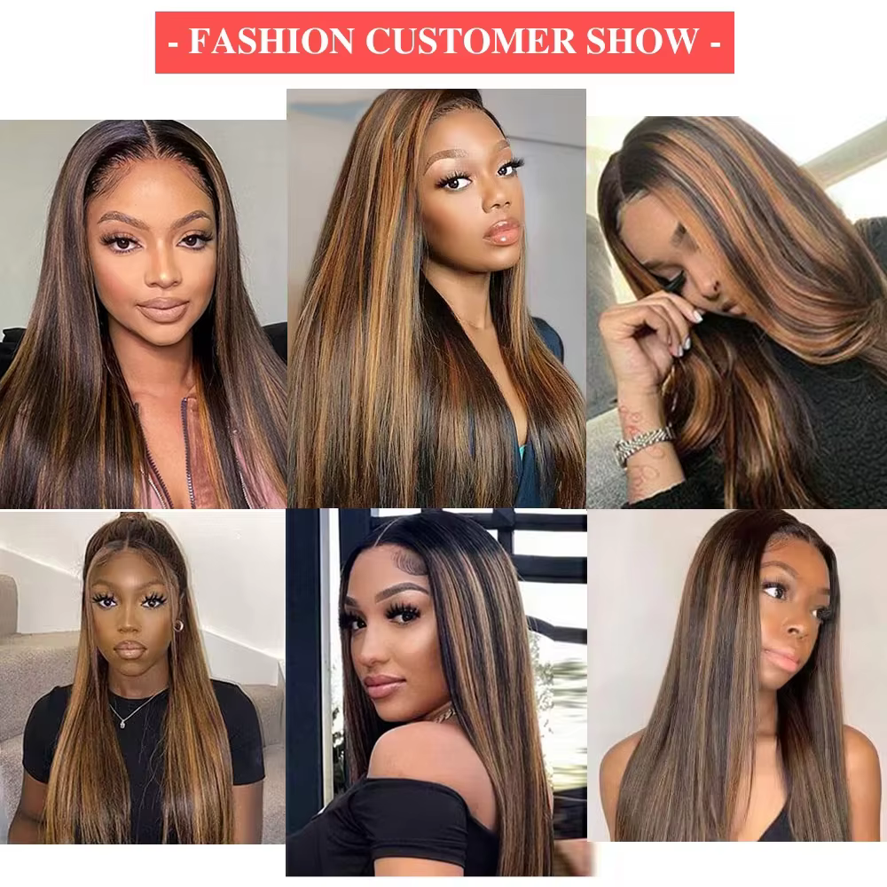 FB 30 perruques droites 100% cheveux humains 42 pouces mettre en évidence la couleur 13x6 HD Transpa