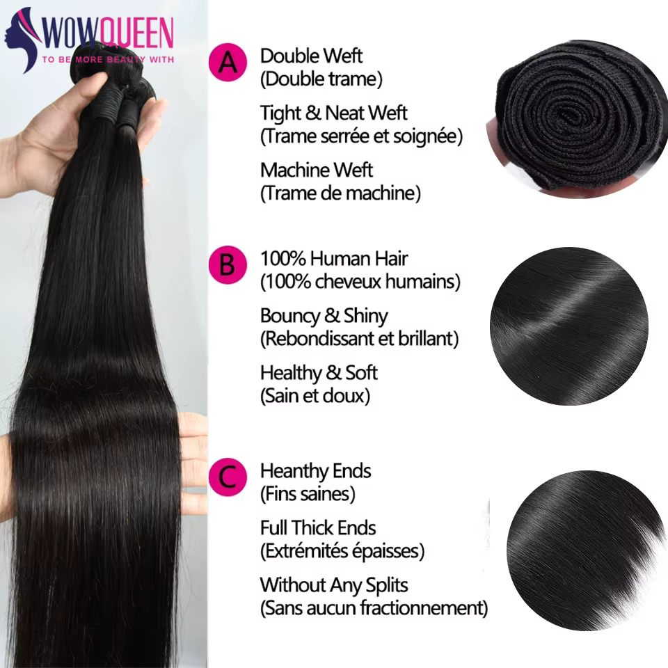 Straight Tissage Cheveux Humain 100% Mèches Cheveux Humain Avec Closures 6x6 5x5 Closure Cheveux Hum