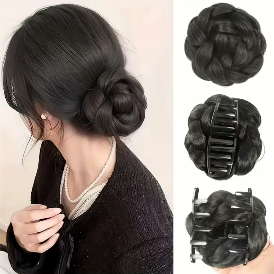 Chignon synthétique amélioré à pince, doux et rond, en forme de bourgeon de fleur, durable et longue