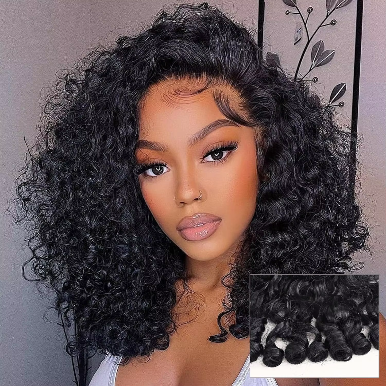 Perruque de cheveux humains bouclés birmans avec boucles en spirale fin 13x4 perruques avant de dent