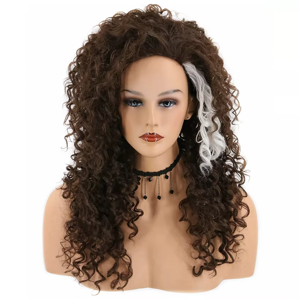 HAIRJOY cheveux synthétiques Bellatrix Lestrange perruque femmes brun foncé longs ondulés cheveux bo