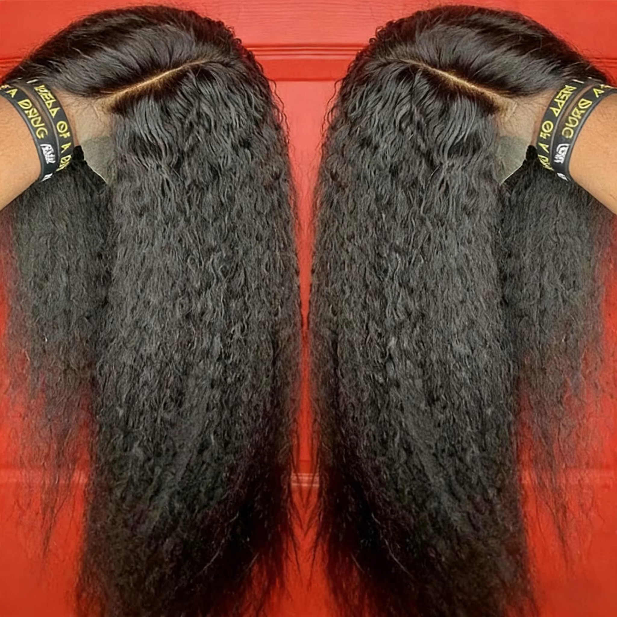 Perruques Lace Front Kinky Straight de 40 pouces en cheveux humains, densité 250%, avec dentelle HD