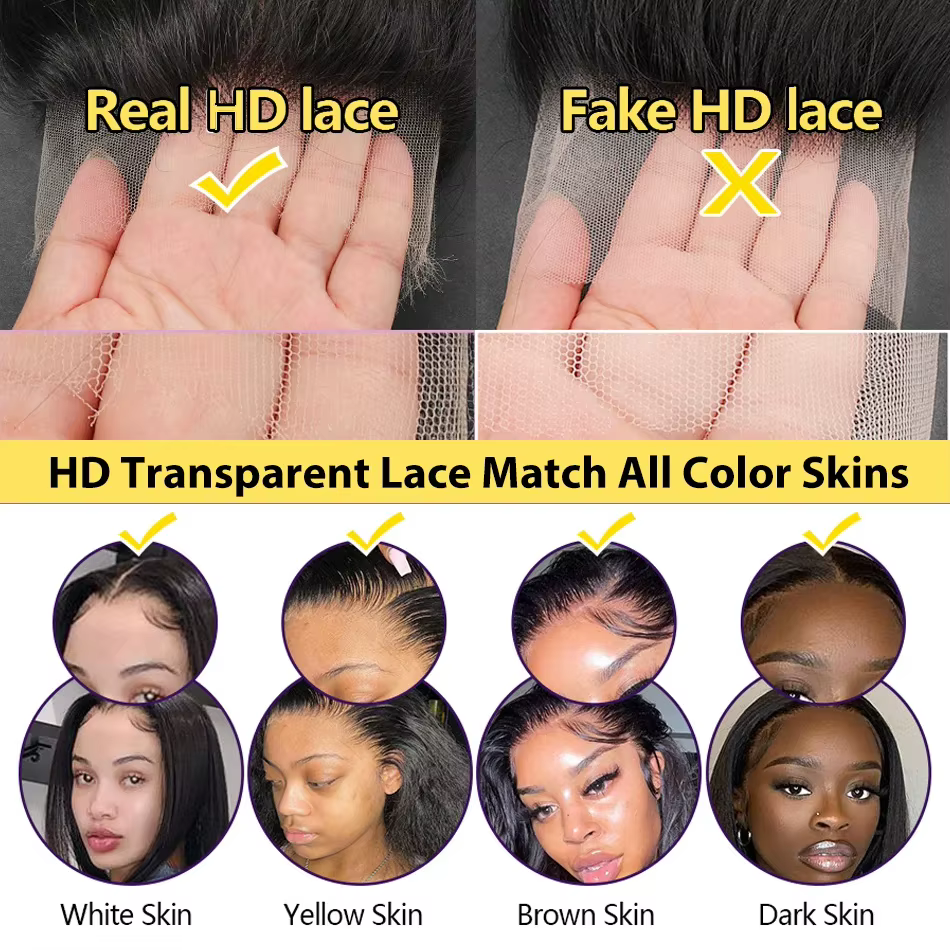 Perruque Lace Front Wig Deep Wave Brésilienne Naturelle Bouclée, Cheveux Humains, 13x4 13x6 HD, 40 4