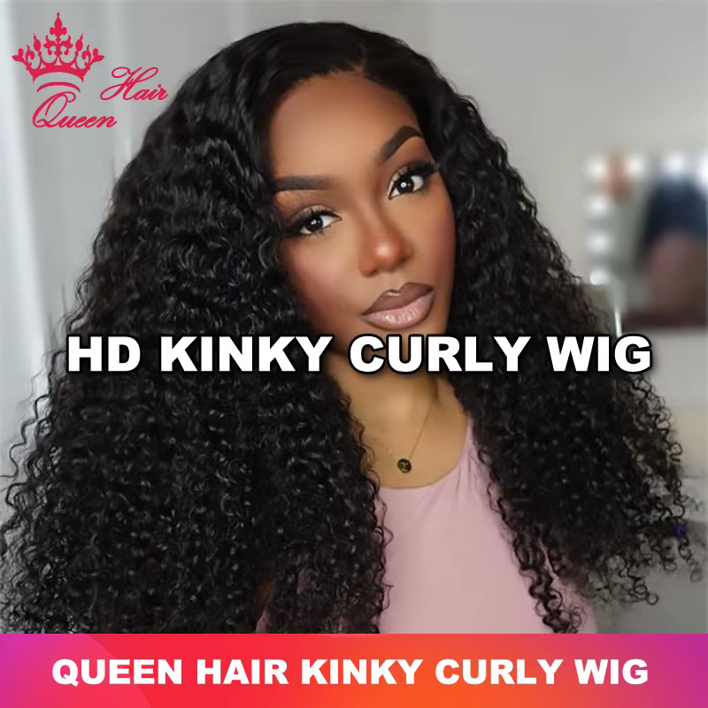 Queen Hair-Perruque Naturelle Crépue Bouclée, Cheveux Humains Bruts, 13x4, 13x6, 6x6, 7x7, Fermeture