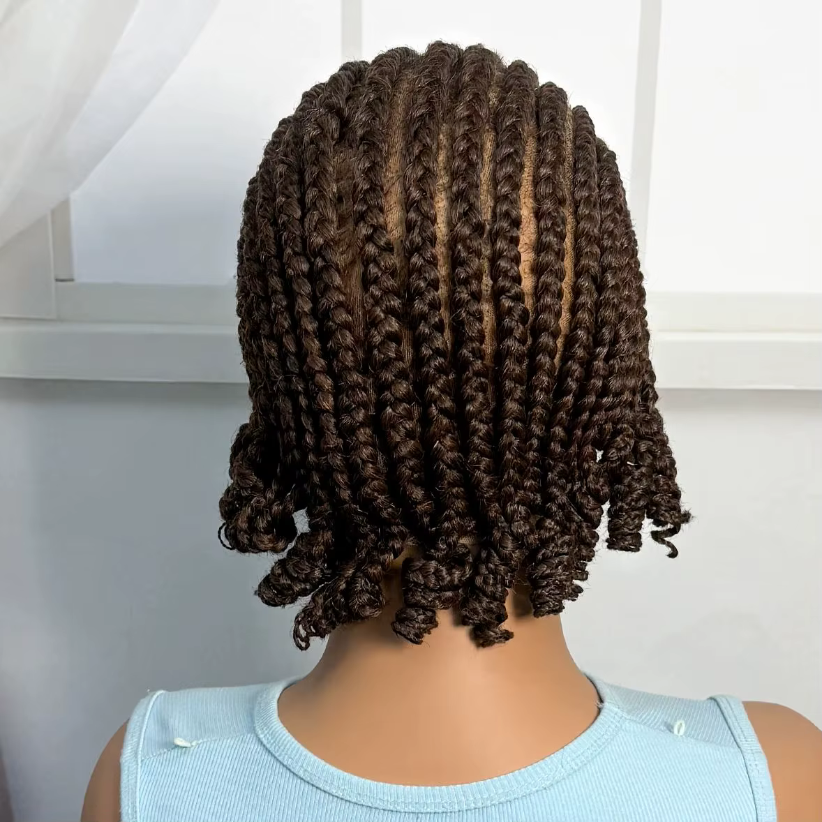 Perruque courte tressée ombrée style cornrow, perruque synthétique pleine dentelle tressée avec chev