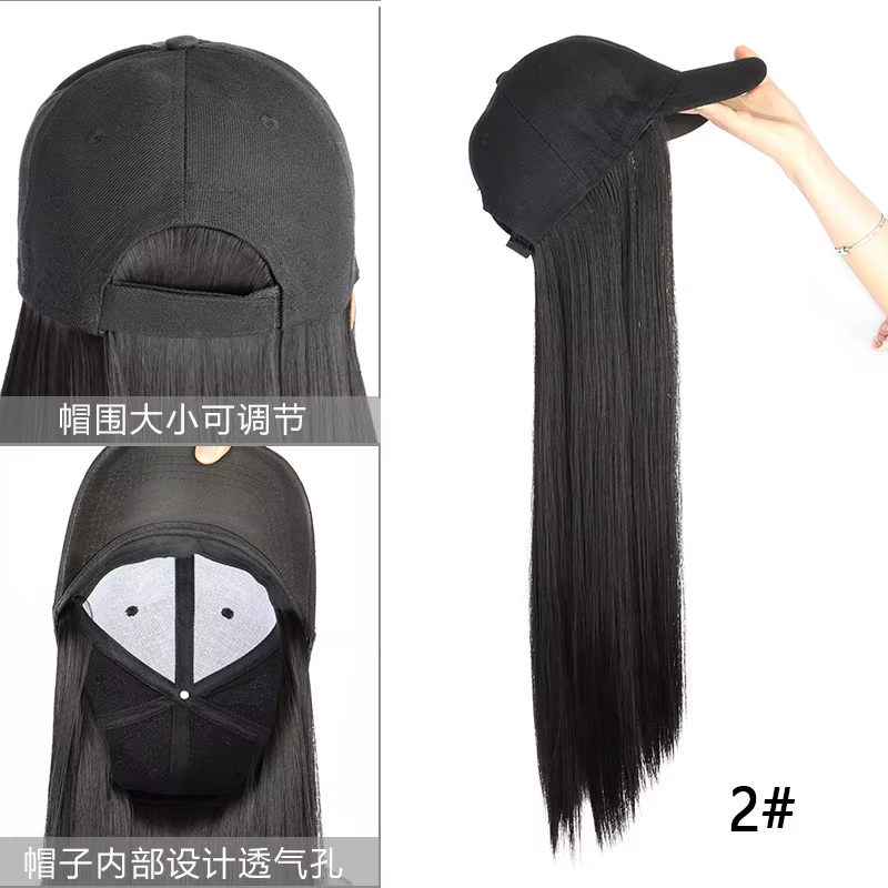 Perruque synthétique longue ondulée bouclée avec casquette de baseball, extensions de cheveux, perru