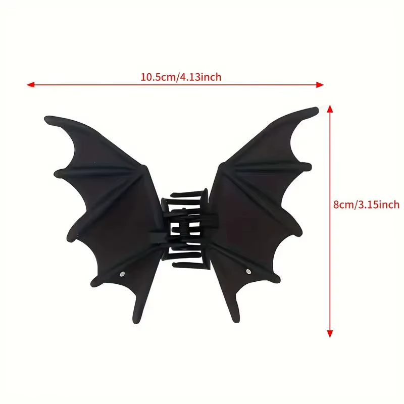 Pince à cheveux chauve-souris noire mate, gothique, Punk, poignée requin, accessoire pour cheveux an