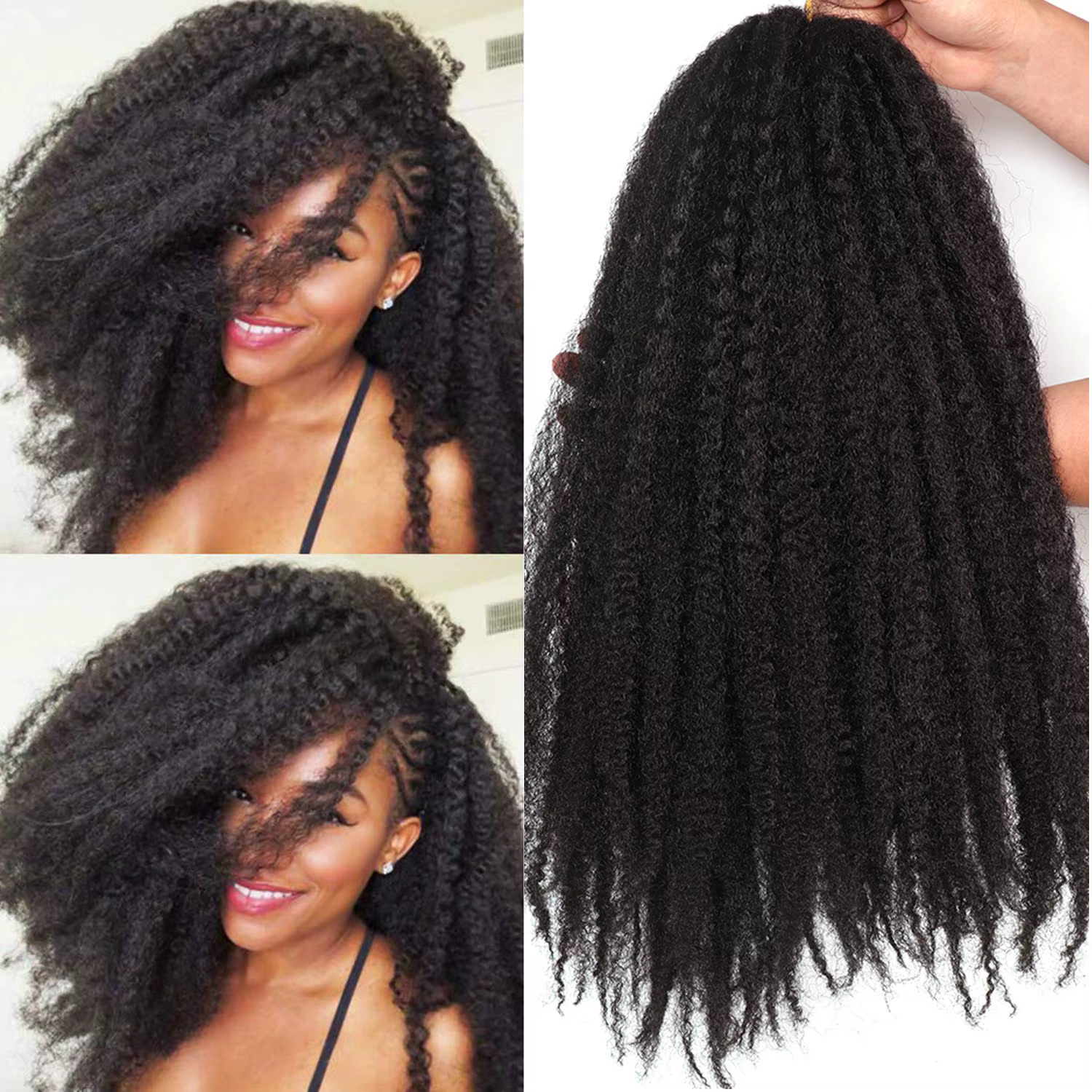 Cheveux synthétiques Marley Twist pour tresses – 18 pouces, doux, pour tresses Marley Twist, 1/3/8 p