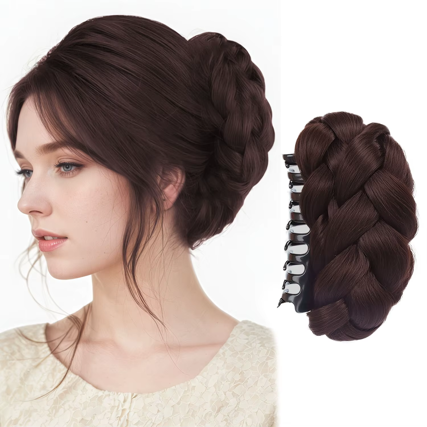 Postiche de chignon synthétique avec pince à griffe ovale, accessoire de chignon haut polyvalent mul