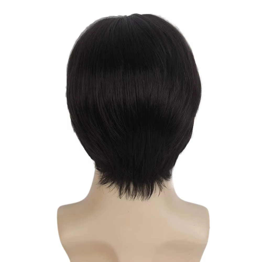 Perruque marron pour hommes, perruques ondulées à couche courte pour hommes, perruque de cheveux syn