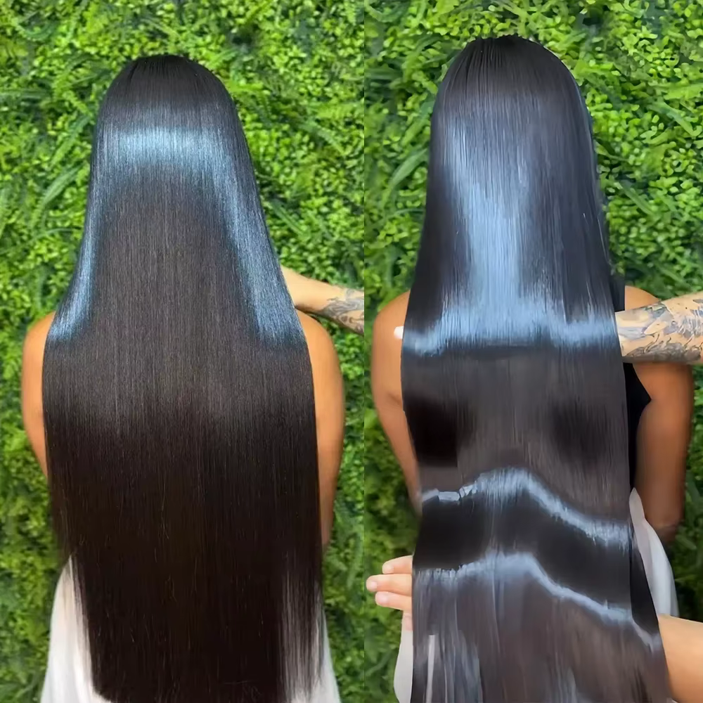 28 30 pouces Double tirage os droit brut vietnamien perruques de cheveux humains 2x6 réel HD dentell