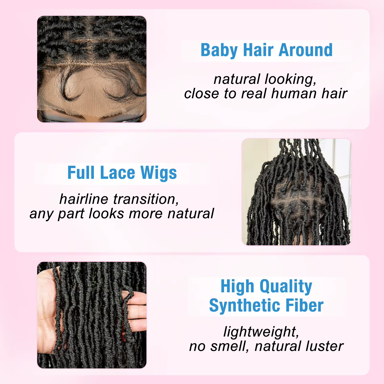 36 pouces couleur rouge Super longue synthétique pleine dentelle tresses perruques Locs Dreadlock bo