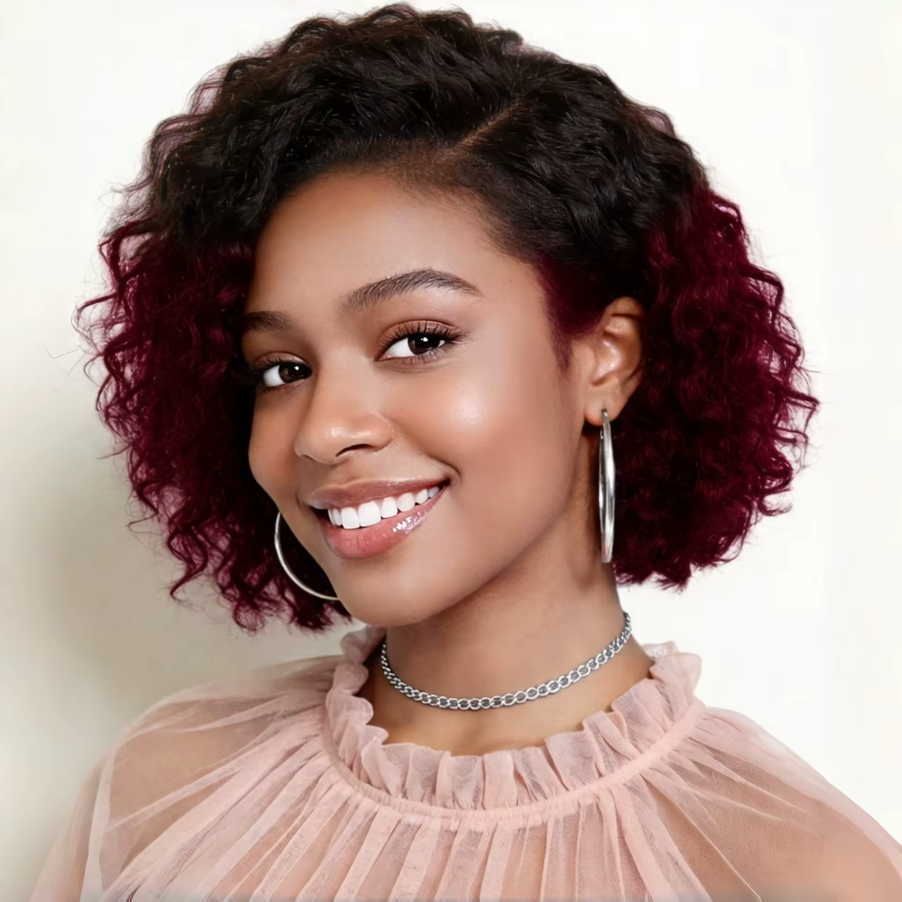 Perruque Lace Frontal 13x4 de 8 pouces, coupe Pixie à ondulations profondes, cheveux humains d'appar