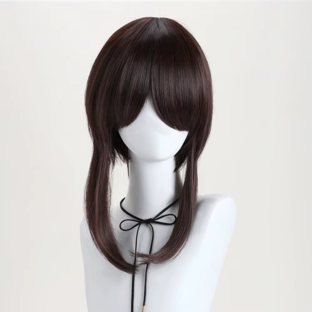 Perruque courte et droite synthétique marron pour femme, idéale pour le cosplay d'anime, parfaite po