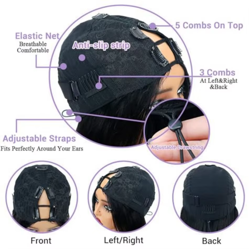 Perruque bouclée en V en cheveux humains, version améliorée de la perruque en U avec cordon de serra