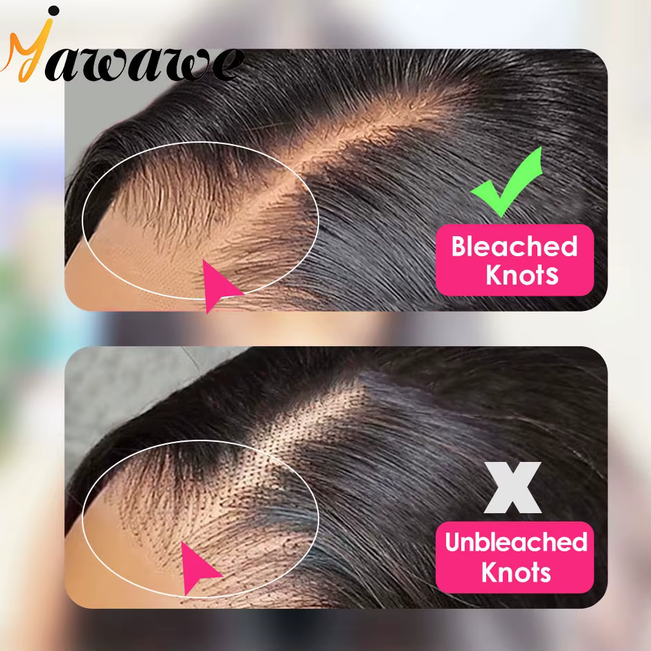 YAWAWE noeuds pré-blanchés perruque sans colle prêt à porter perruques droites pré-plumées cheveux h