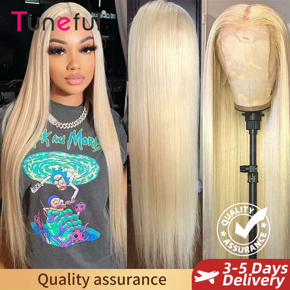 13x6 HD Transparent 613 Blonde dentelle frontale perruques de cheveux humains brésilien droite dente